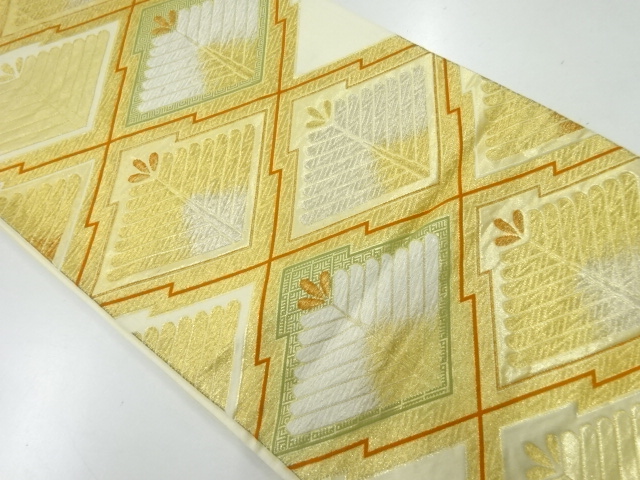 アンティーク　松皮菱に若松模様織出し袋帯（材料）